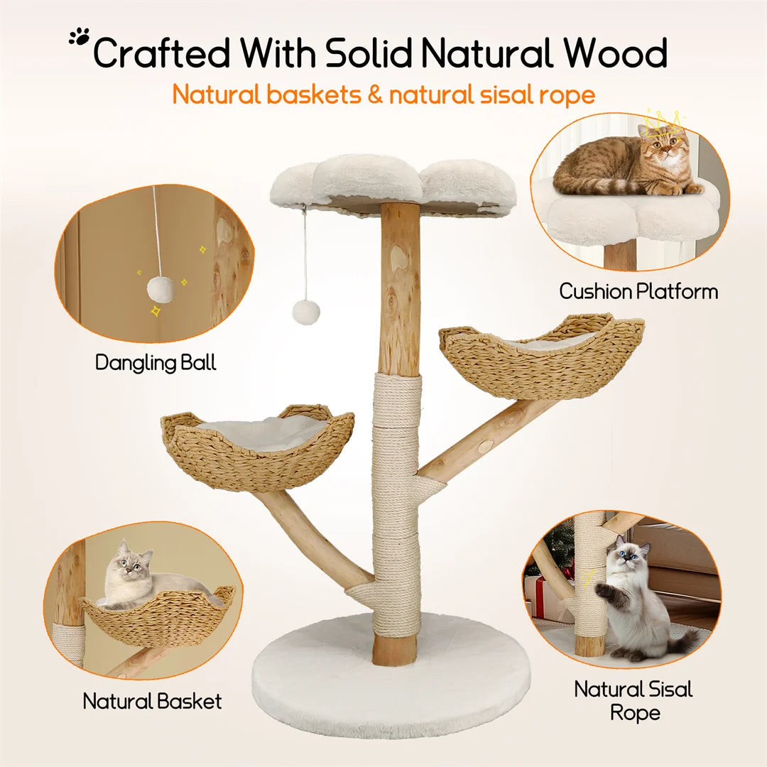 110cm Solid Wood Cat Climbing Tree - Product Image 8