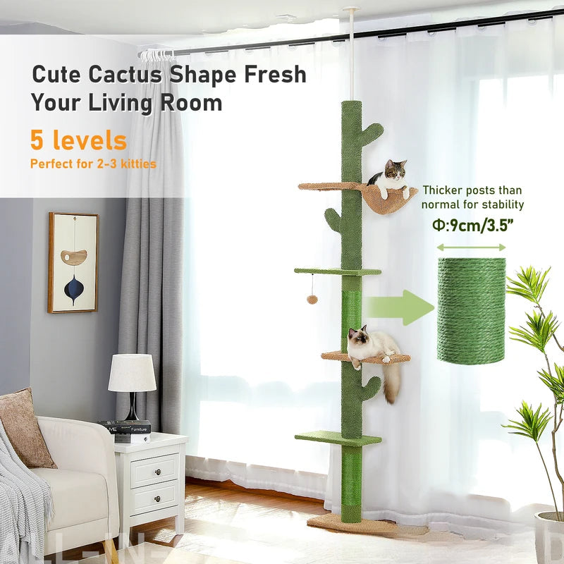 5-Tier Cactus Cat Tower Floor to Ceiling - Product Image 2