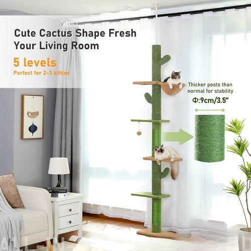 5-Tier Cactus Cat Tower Floor to Ceiling - Product Image 2