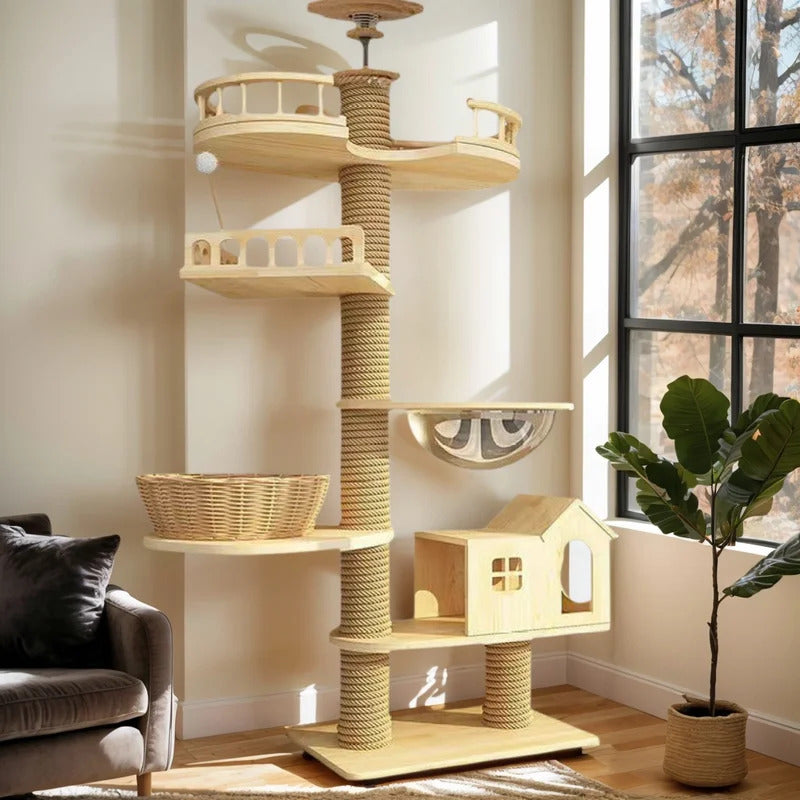 Solid Wooden Cat Tree Tower House - Product Image 4