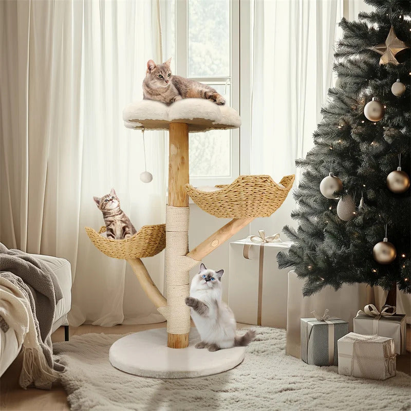 110cm Solid Wood Cat Climbing Tree - Main Product Image