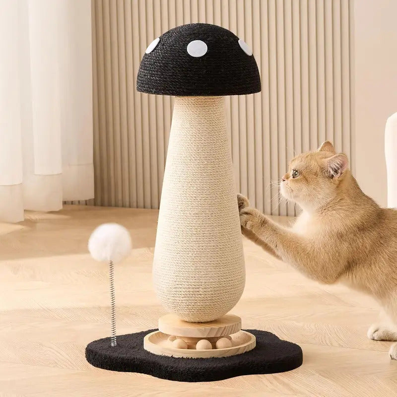Solid Wood Mushroom Cat Scratching Post - Product Image 2
