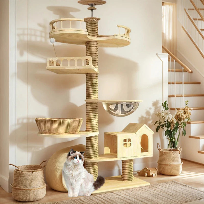 Solid Wooden Cat Tree Tower House - Product Image 3