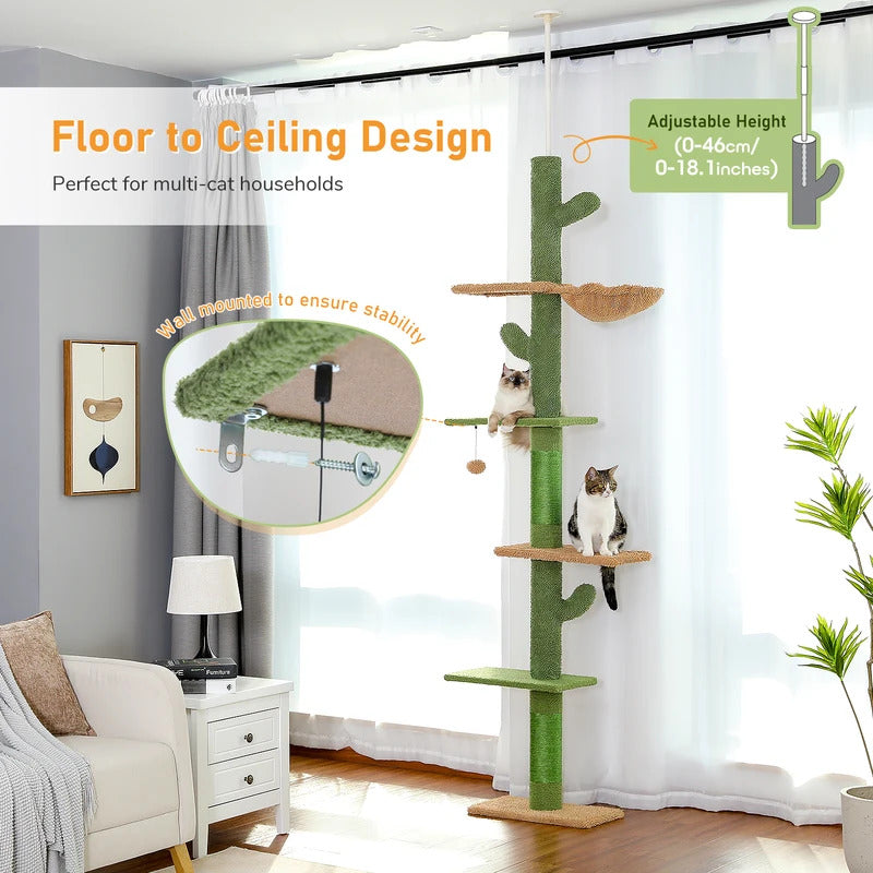 5-Tier Cactus Cat Tower Floor to Ceiling - Product Image 3